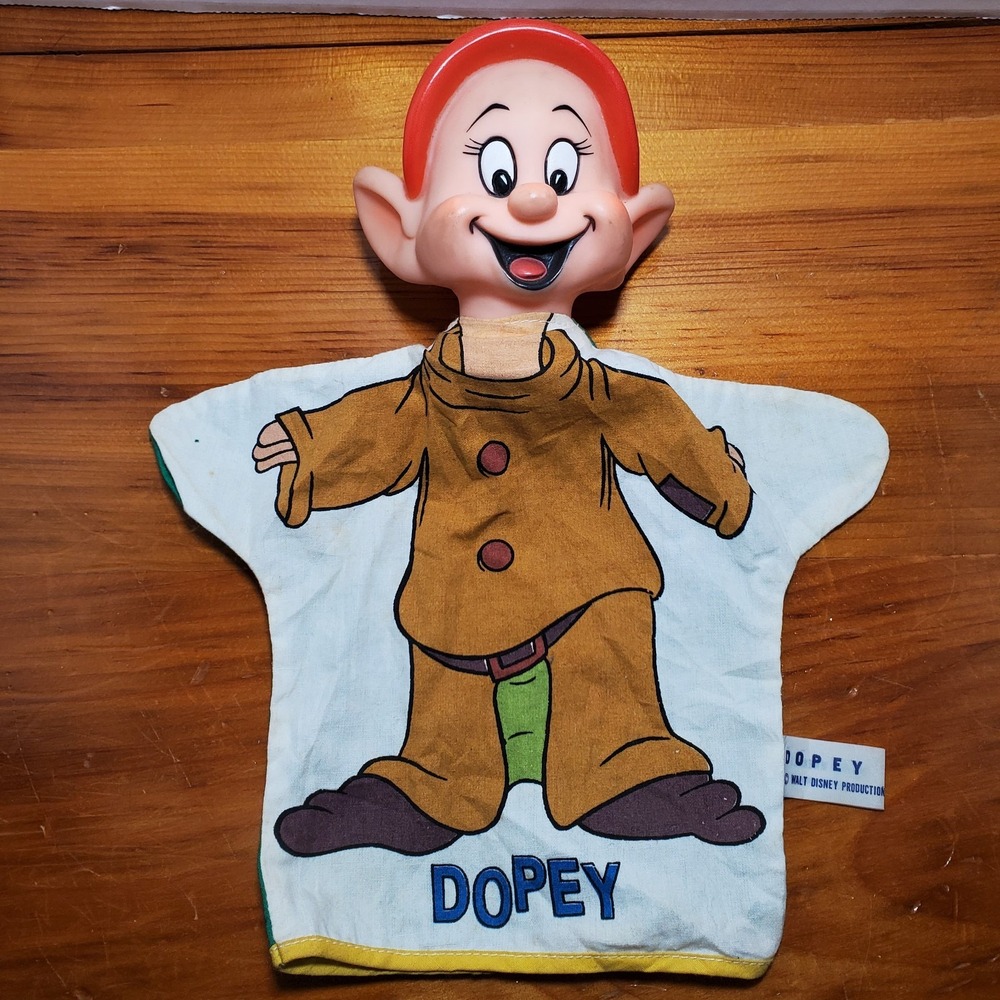 Walt Disney Productions Vintage Dopey 7 Dwarfs Hand Puppet Japan Cloth‎ Body